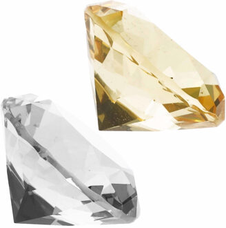 Nep edelstenen/diamanten van glas 5 cm doorsnede geel en transparant