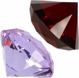 Nep edelstenen/diamanten van glas 5 cm doorsnede rood en lavendel