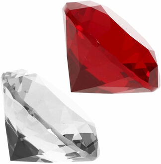 Nep edelstenen/diamanten van glas 5 cm doorsnede rood en transparant