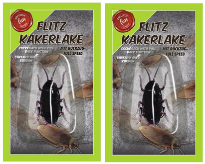 Nep kakkerlak bewegend - 2x - pull back - fopartikelen - kunststof - Horror insecten