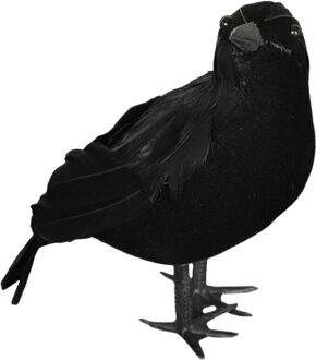 Nep kraai/raaf 25 cm - zwart - Halloween horror/griezel thema decoratie dieren