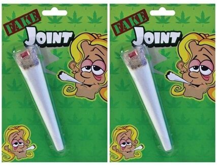 Nep Marihuana joint - 2x - 15 cm - Hippie / Sixties / Flower Power verkleed accessoires - Fopartikel