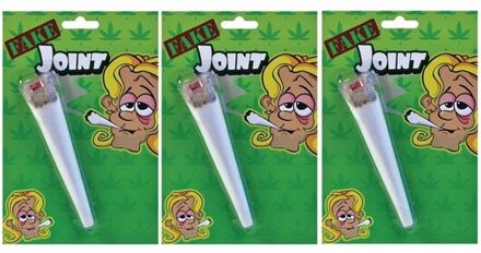 Nep Marihuana joint - 3x - 15 cm - Hippie / Sixties / Flower Power verkleed accessoires - Fopartikel