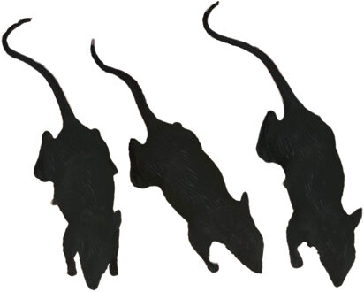 Nep ratten 6 cm - zwart - 3x stuks - Horror/griezel thema decoratie dieren
