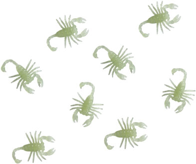 Nep schorpioenen 5 cm - glow in the dark - 8x stuks - Horror/griezel thema decoratie beestjes Fluor groen