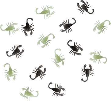 Nep schorpioenen - set 16x stuks - zwart/glow in the dark - Horror/griezel thema beestjes
