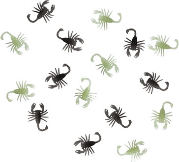 Nep schorpioenen - set 32x stuks - zwart/glow in the dark - Horror/griezel thema beestjes