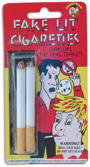 Nep sigaretten fopartikelen - 2x stuks - 1 April grappen - Carnaval accessoires - smeulend uiteinde Multi