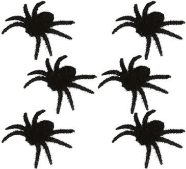 Nep spinnen/spinnetjes -12x st - zwart - 6 cm - Horror/griezel thema decoratie beestjes