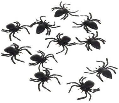Nep spinnen/spinnetjes - 20x st - zwart - 6 cm - Horror/griezel thema decoratie beestjes