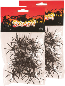 Nep spinnen/spinnetjes 4 cm - zwart - 120x stuks - Horror/griezel thema decoratie beestjes