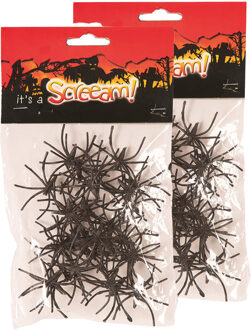 Nep spinnen/spinnetjes 4 cm - zwart - 60x stuks - Horror/griezel thema decoratie beestjes