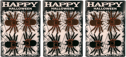 Nep spinnen/spinnetjes 8 cm - zwart/bruin - 12x stuks - Horror/griezel thema decoratie beestjes