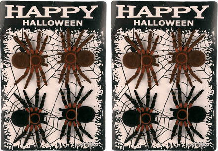 Nep spinnen/spinnetjes 8 cm - zwart/bruin - 8x stuks - Horror/griezel thema decoratie beestjes