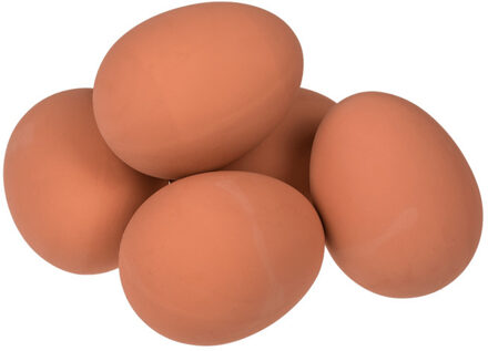 Nep stuiterend ei - 5x - rubber - bruin - stuiterbal fop eieren