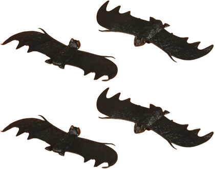 Nep vleermuizen 11 cm - zwart - 4x stuks - Horror/griezel thema decoratie dieren