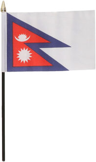 Nepal - mini vlaggetje van 10 x 15 cm op stokje - Landen vlag - H27 cm Multi