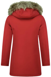 Nepbontjassen winterjas wooly lang nepbontkraag parka steekzakken 5692a Rood - XS