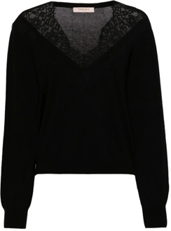 Nero Sweater Twinset , Black , Dames - L