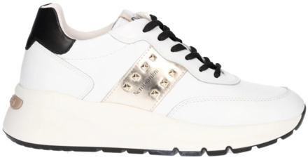NeroGiardini Witte Leren Sneakers met Gouden Inzetstukken Nerogiardini , White , Dames - 40 Eu,36 EU