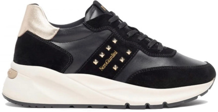 NeroGiardini Zwarte Italiaanse Sneakers met Stijlol Design Nerogiardini , Black , Dames - 40 Eu,38 Eu,37 Eu,36 EU