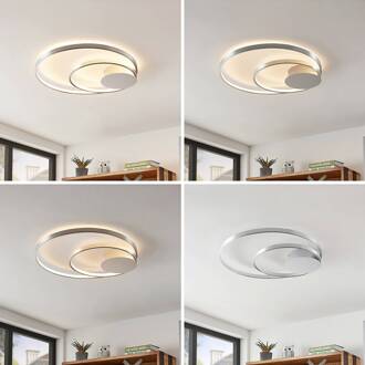 Nerwin LED plafondlamp, rond, alu/chroom aluminium geborsteld, chroom
