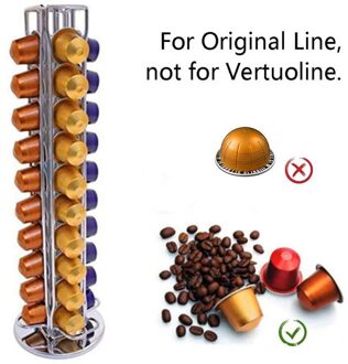 Nespresso Capsule Houder Roterende Capsule Opbergrek Galvaniseren Koffie Houder 40 Capsules zilver