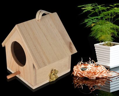 Nest Dox Nest Huis Vogelhuisje Vogelhuisje Doos Vogel Houten Box House Bird Box Ronde gat Yard Decoratieve # T2