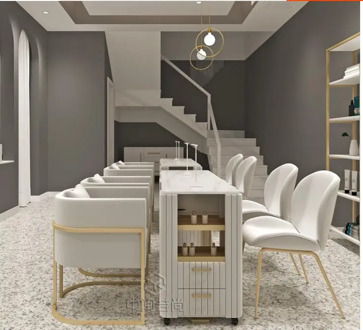 Net celebrity nail table and chair set single double double layer manicure table simple modern golden nail table