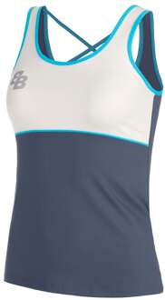 Net Tanktop Dames-Donkerblauw,Wit - S