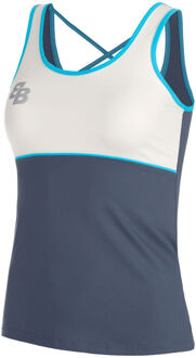 Net Tanktop Dames-Donkerblauw,Wit - S