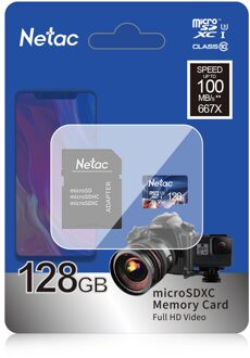 Netac Geheugenkaart Tarjeta Micro Sd-kaart 16 Gb 32 Gb 64 Gb 128 Gb Klasse 10 Usb Flash Card voor Smartphone Adapter Sd-kaart 128GB met adapter