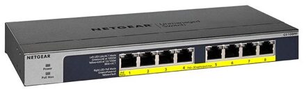 Netgear GS108PP switch (8-Port POE/POE+gigabit unmanaged) Switch Zwart