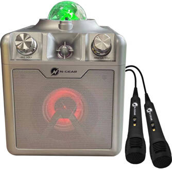 Netgear N-GEAR Disco Star 710 Silver - Draadloze Karaoke Bluetooth Speaker - Sterrenprojector - 2 Microfoons Zilverkleurig