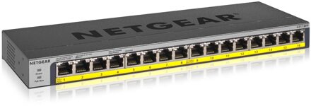 Netgear Prosafe GS116PP (16-Ports Gigabit Unmanaged PoE++) Switch Zwart