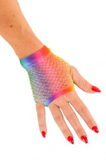 Nethandschoen kort vingerloos regenboog Multikleur - Print
