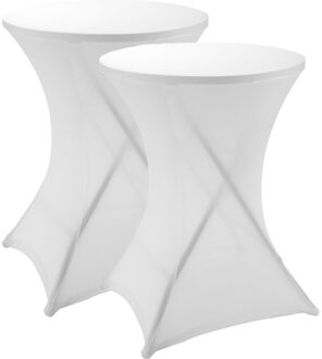 Nette afdekhoes voor een statafel - 2x - wit - spandex elastiek/polyester - D80 cm x H110 cm