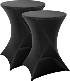 Nette afdekhoes voor een statafel - 2x - zwart - spandex elastiek/polyester - D80 cm x H110 cm