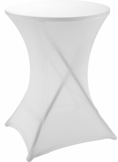 Nette afdekhoes voor een statafel - wit - spandex elastiek/polyester - D80 cm x H110 cm
