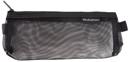 Netto Garen Transparante Etui Lapices Zakken Briefpapier Kit Meisje Studenten Zip Bestand Zak Schoolbenodigdheden zwart