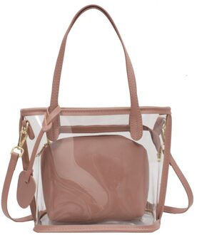 Netto Rode Grote Capaciteit Transparante Enkele Schouder Onderarm Zak Nieuw Type Messenger Bag Koreaanse Versie Ins Draagbare Pvc roze