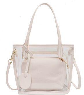 Netto Rode Grote Capaciteit Transparante Enkele Schouder Onderarm Zak Nieuw Type Messenger Bag Koreaanse Versie Ins Draagbare Pvc wit