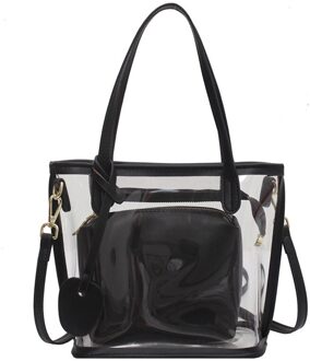 Netto Rode Grote Capaciteit Transparante Enkele Schouder Onderarm Zak Nieuw Type Messenger Bag Koreaanse Versie Ins Draagbare Pvc zwart