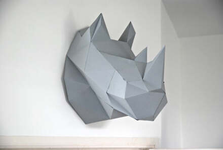 neushoorn paper kit DIY-grijs