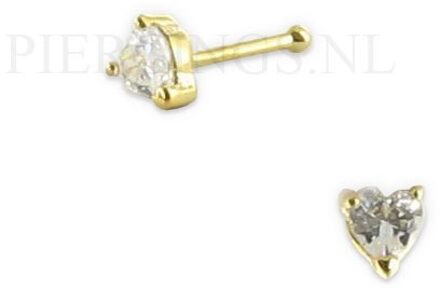 Neusstud goud 14 karaat hart kristal