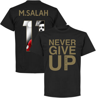Never Give Up Liverpool M. Salah 11 Gallery T-Shirt - Zwart/ Goud - L