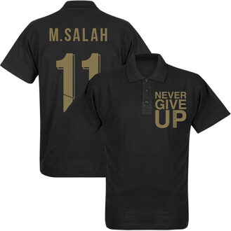 Never Give Up Liverpool M. Salah Polo Shirt - Zwart/ Goud - XXL