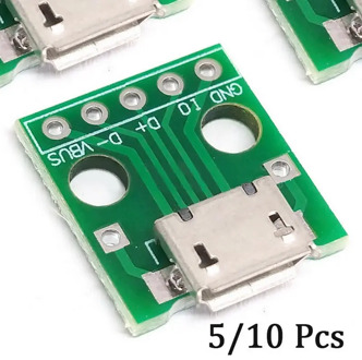 New 10PCS MICRO USB To DIP Adapter 5pin Female Connector B Type PCB Converter Breadboard Switch Board SMT Mother Seat