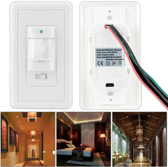 New 110V~220V ON OFF AUTO Wall Mount Motion Sensor Switch Automatic PIR Infrared Sensor Light Switch with 9m Max