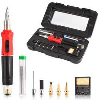 New -1115K 10pcs/Set Butane Soldering Iron Torch Solder Station Kit Soldering Iron Set Gas 26ml Welding Torch Kit Tool